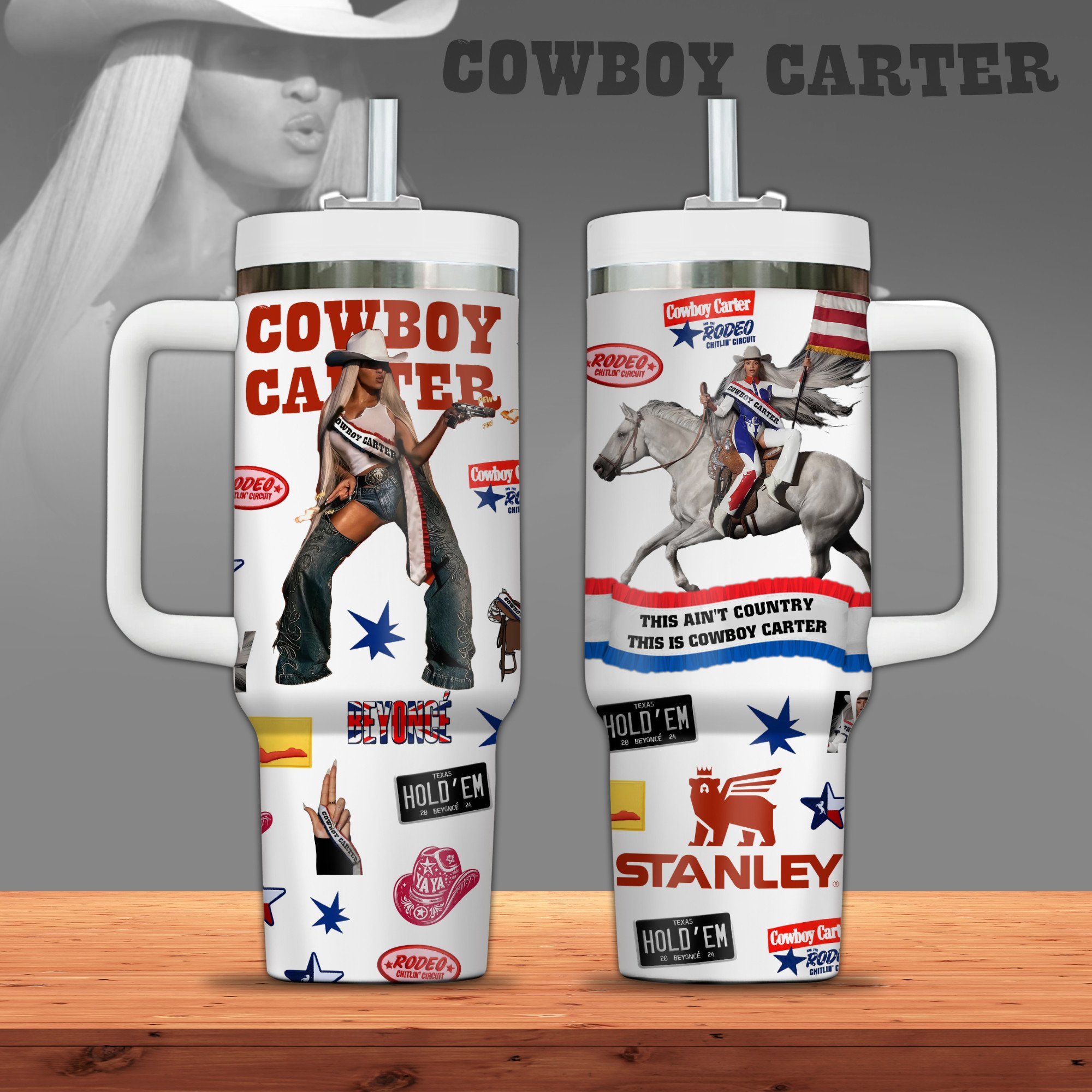 Beyoncé Music Custom Stanley Quencher 40oz Stainless Steel Tumbler With Handle