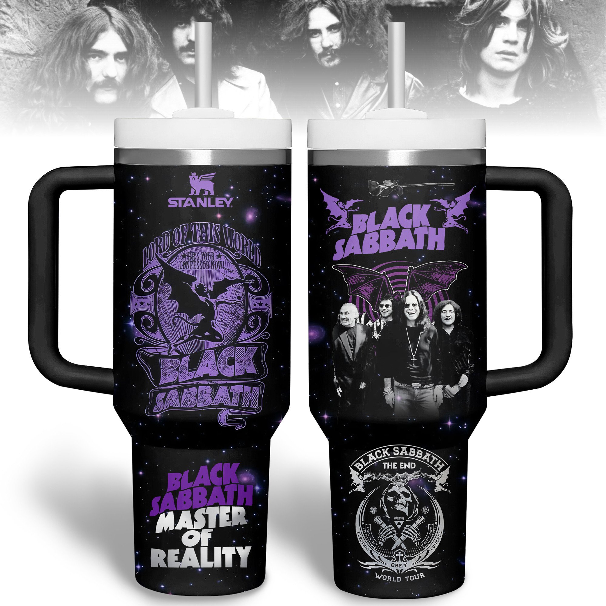 Black Sabbath Music Custom Stanley Quencher 40oz Stainless Steel Tumbler With Handle