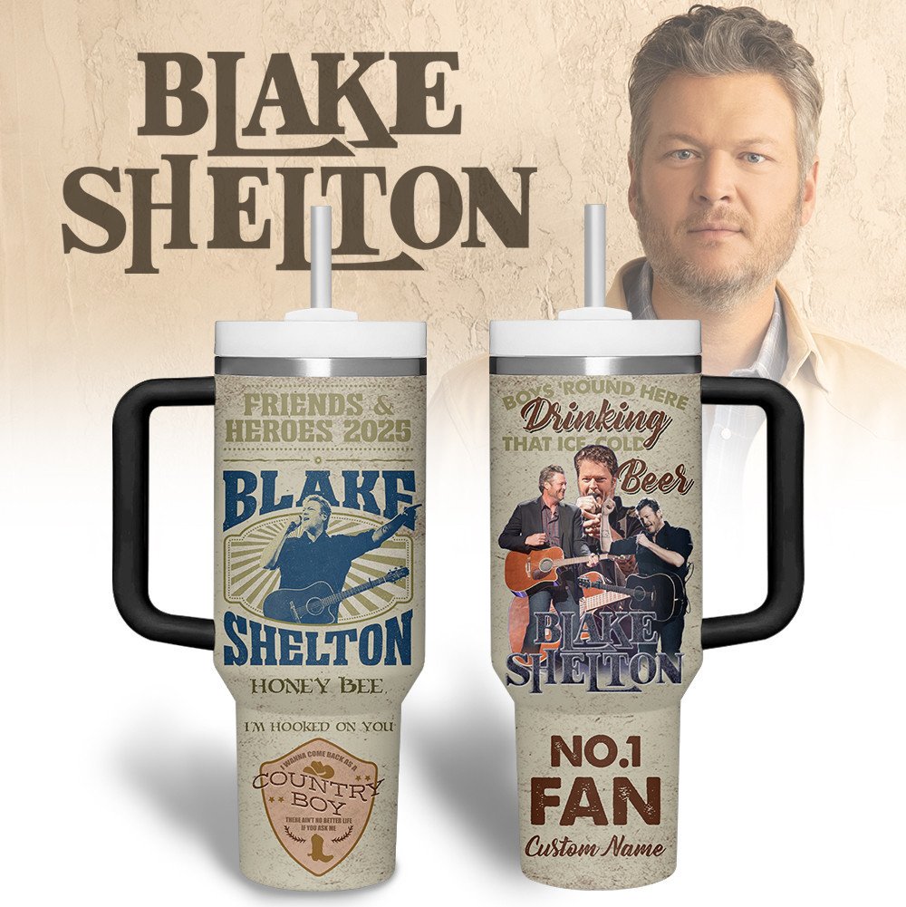Blake Shelton Music Custom Stanley Quencher 40oz Stainless Steel Tumbler With Handle