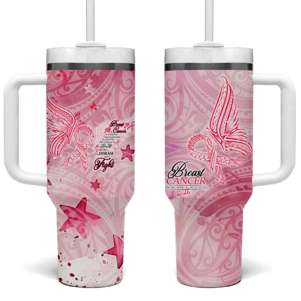 Breast Cancer Awareness Month Custom Stanley Quencher 40oz Stainless Steel Tumbler With Handle