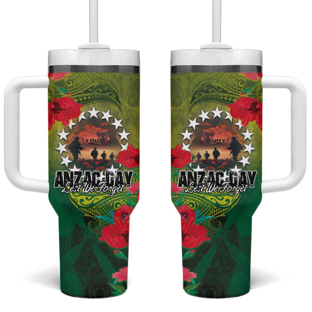 Cook Islands ANDAC Day Custom Stanley Quencher 40oz Stainless Steel Tumbler With Handle