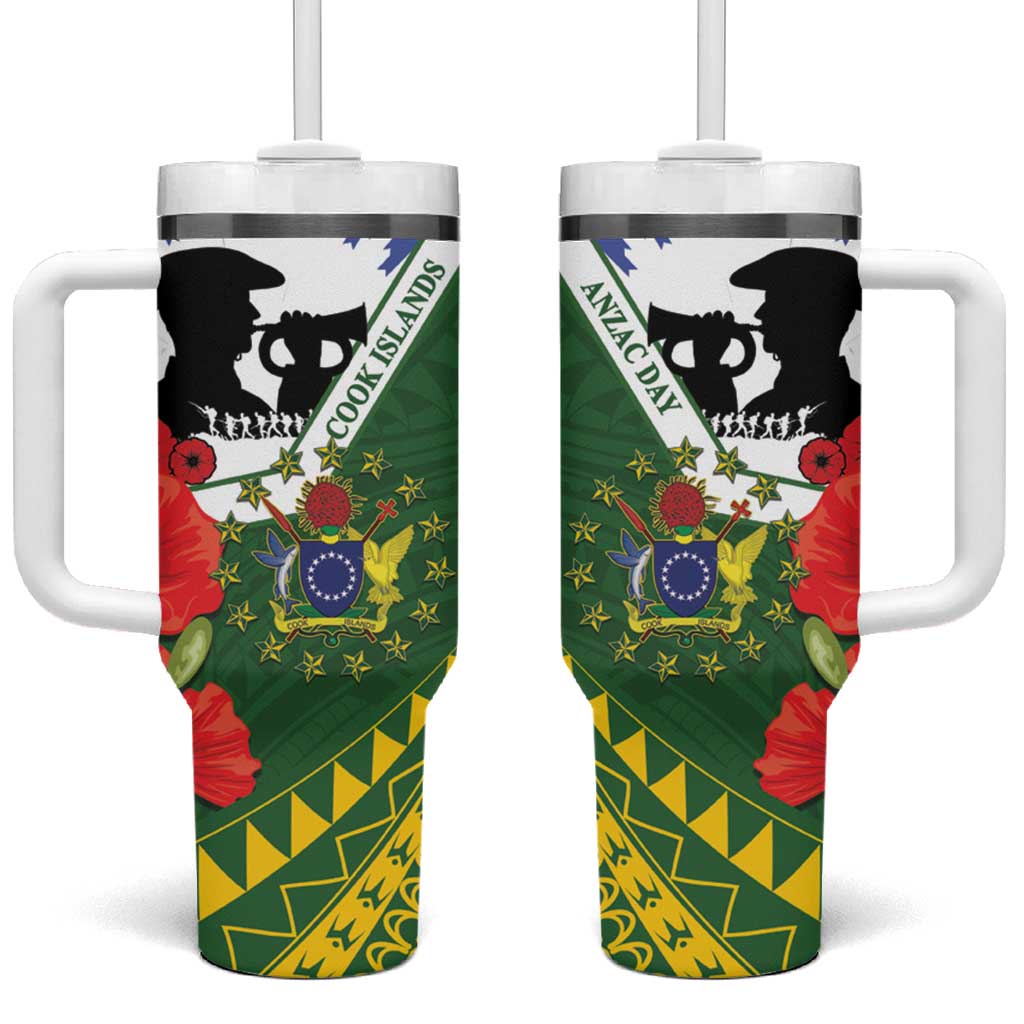 Cook Islands ANZAC Day Custom Stanley Quencher 40oz Stainless Steel Tumbler With Handle