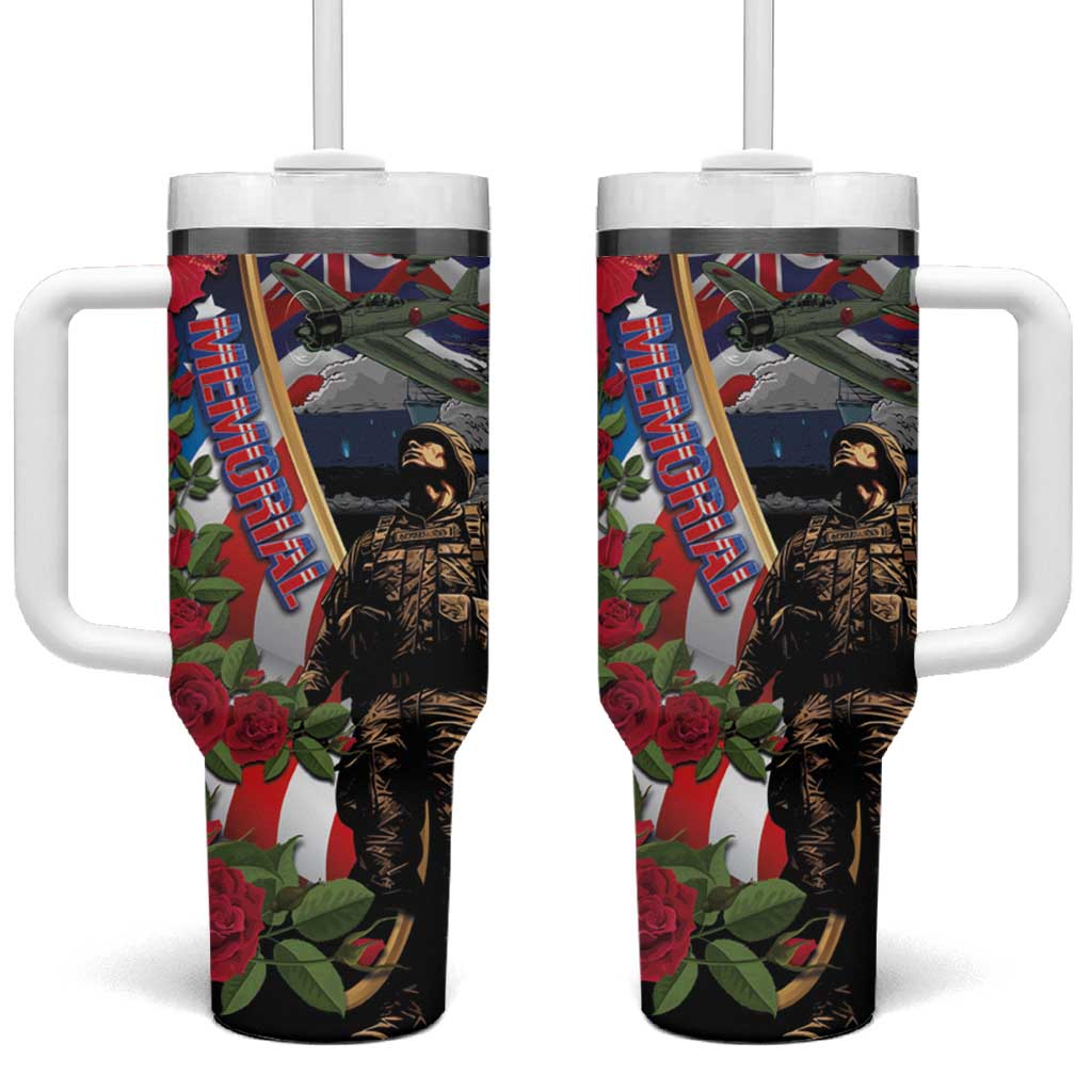Hawaii and United States Memorial Day Custom Stanley Quencher 40oz Stainless Steel Tumbler With Handle