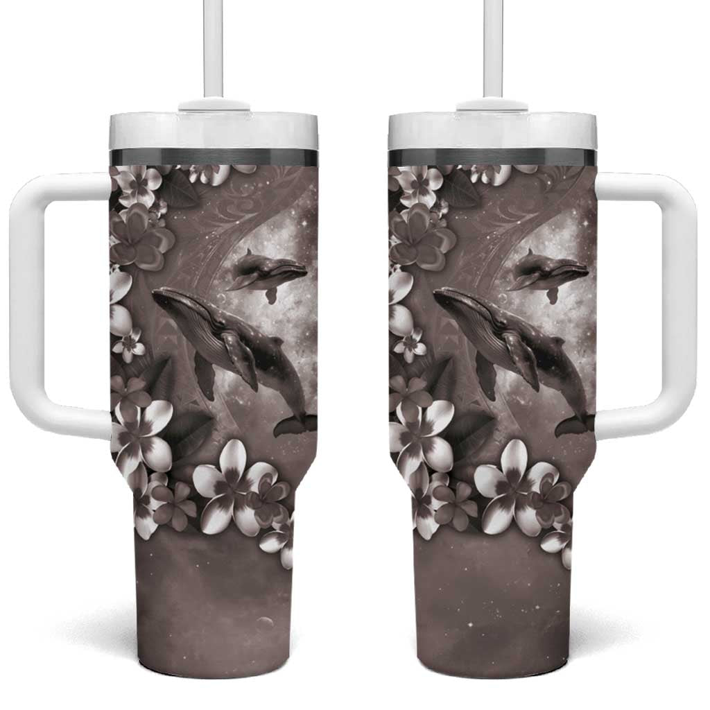 Hawaiian Lei Day Plumeria Humpback Whales Custom Stanley Quencher 40oz Stainless Steel Tumbler With Handle
