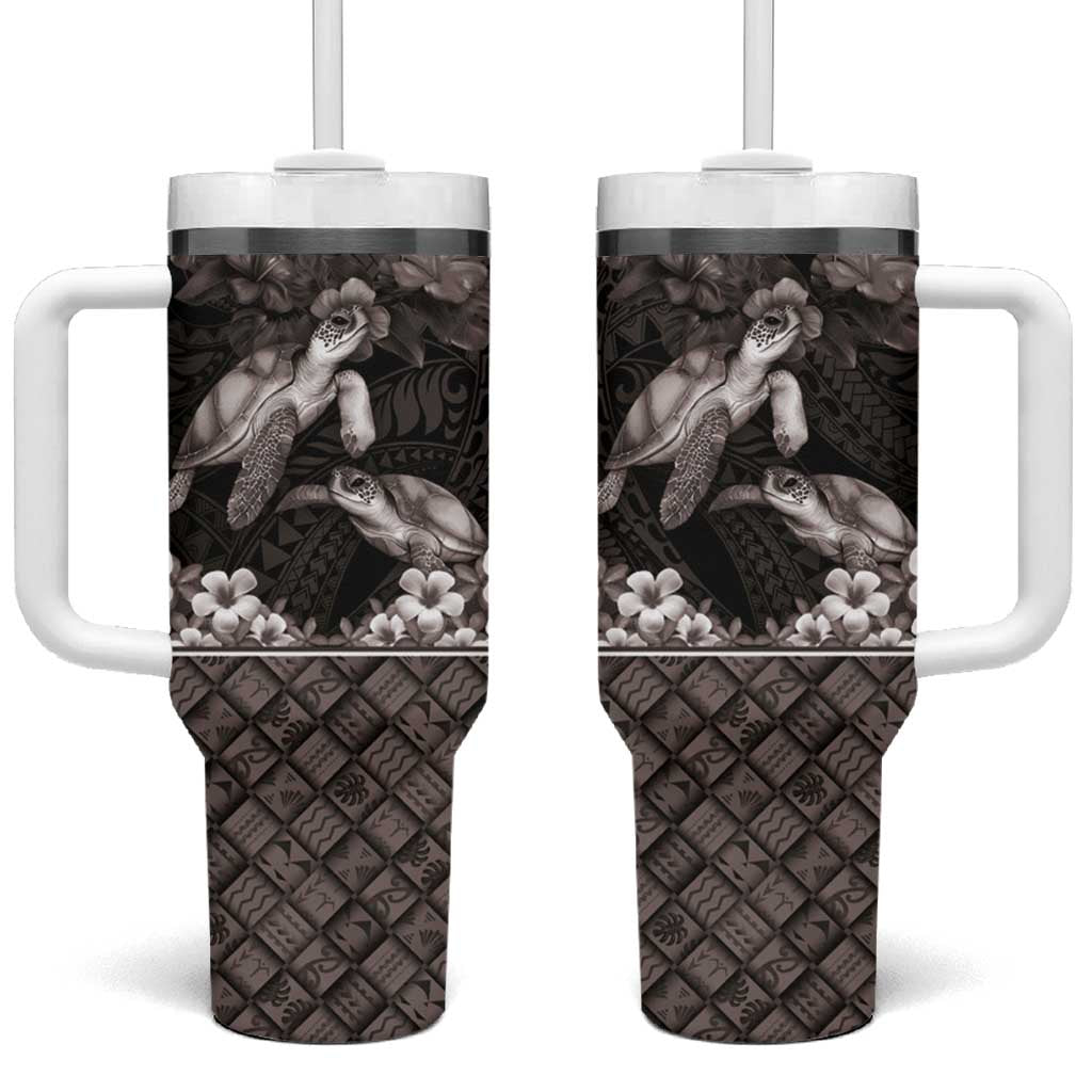 Hawaiian Lei Turtle and Plumeria Custom Stanley Quencher 40oz Stainless Steel Tumbler With Handle