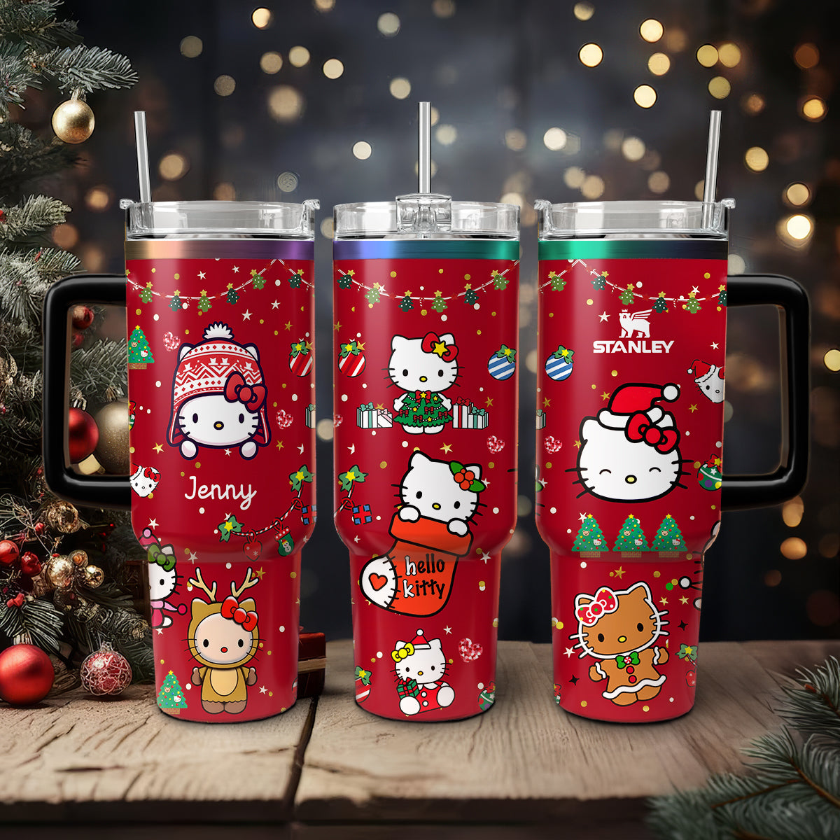 Hello Kitty Cartoon Custom Stanley Quencher 40oz Stainless Steel Tumbler With Handle