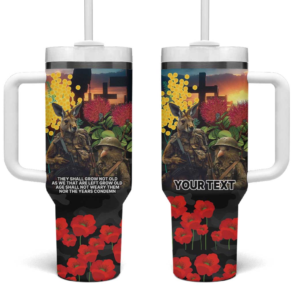 Kangaroo-Kiwi Soldier ANZAC Custom Stanley Quencher 40oz Stainless Steel Tumbler With Handle