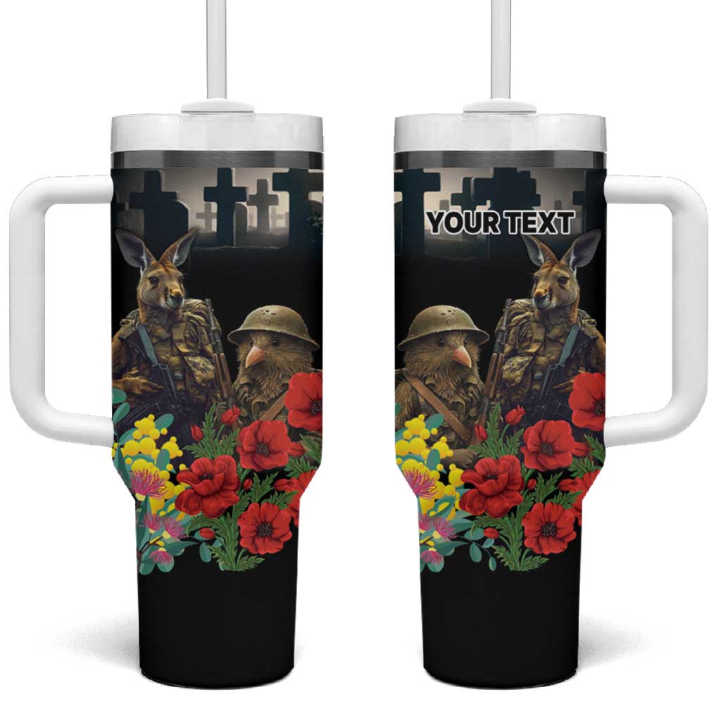 Kangaroo-Kiwi Soldier ANZAC Custom Stanley Quencher 40oz Stainless Steel Tumbler With Handle
