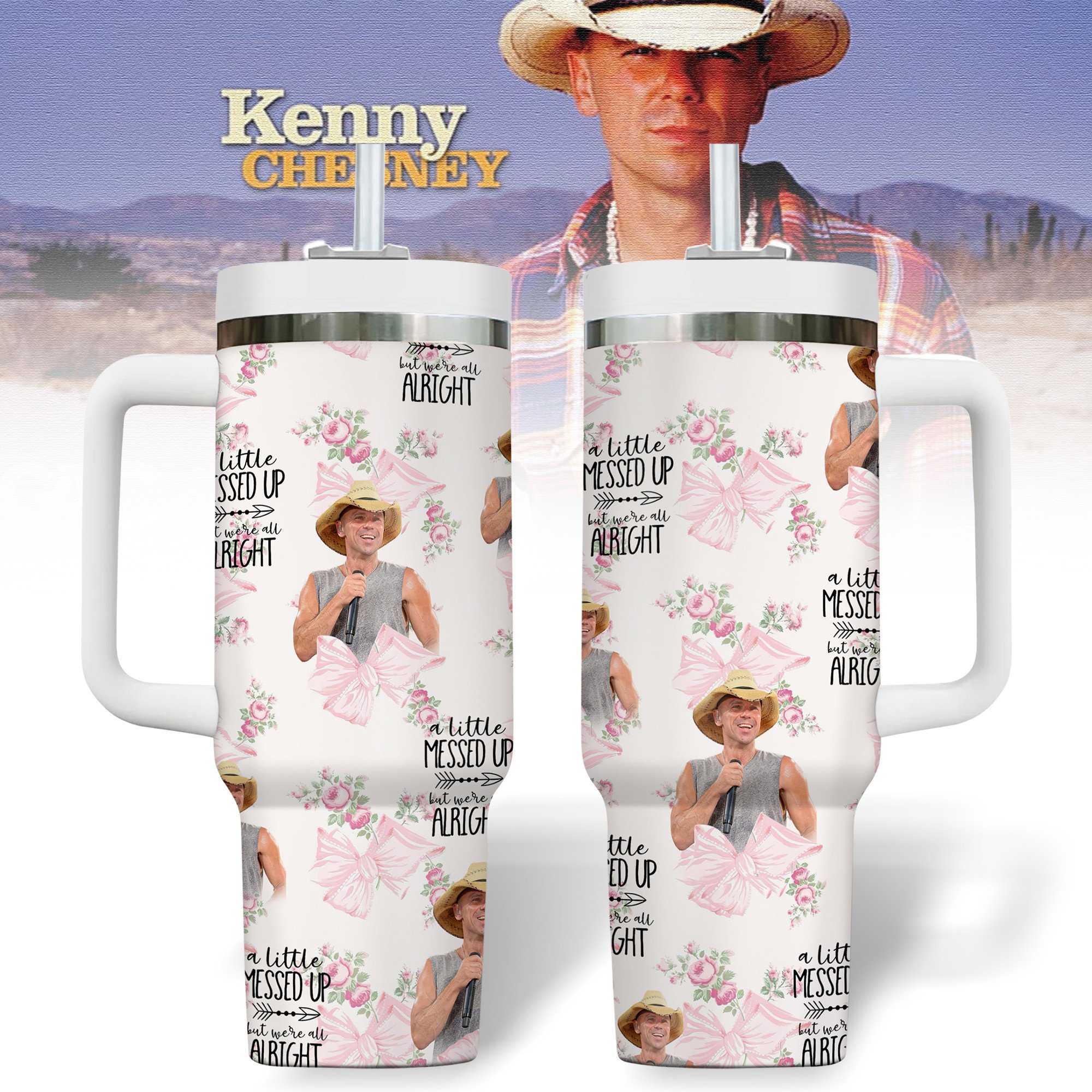 Kenny Chesney Music Custom Stanley Quencher 40oz Stainless Steel Tumbler With Handle