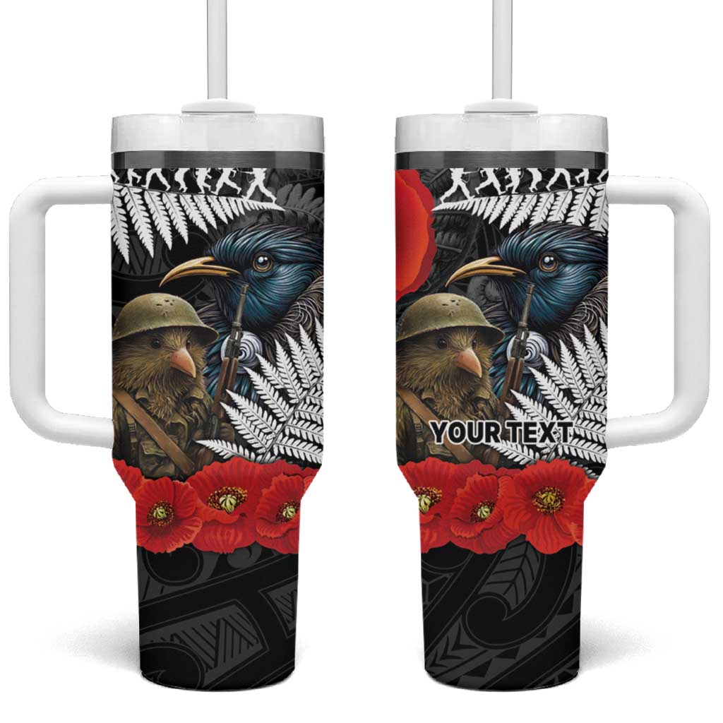 Kiwi-Tui Bird Soldier ANZAC Day Custom Stanley Quencher 40oz Stainless Steel Tumbler With Handle
