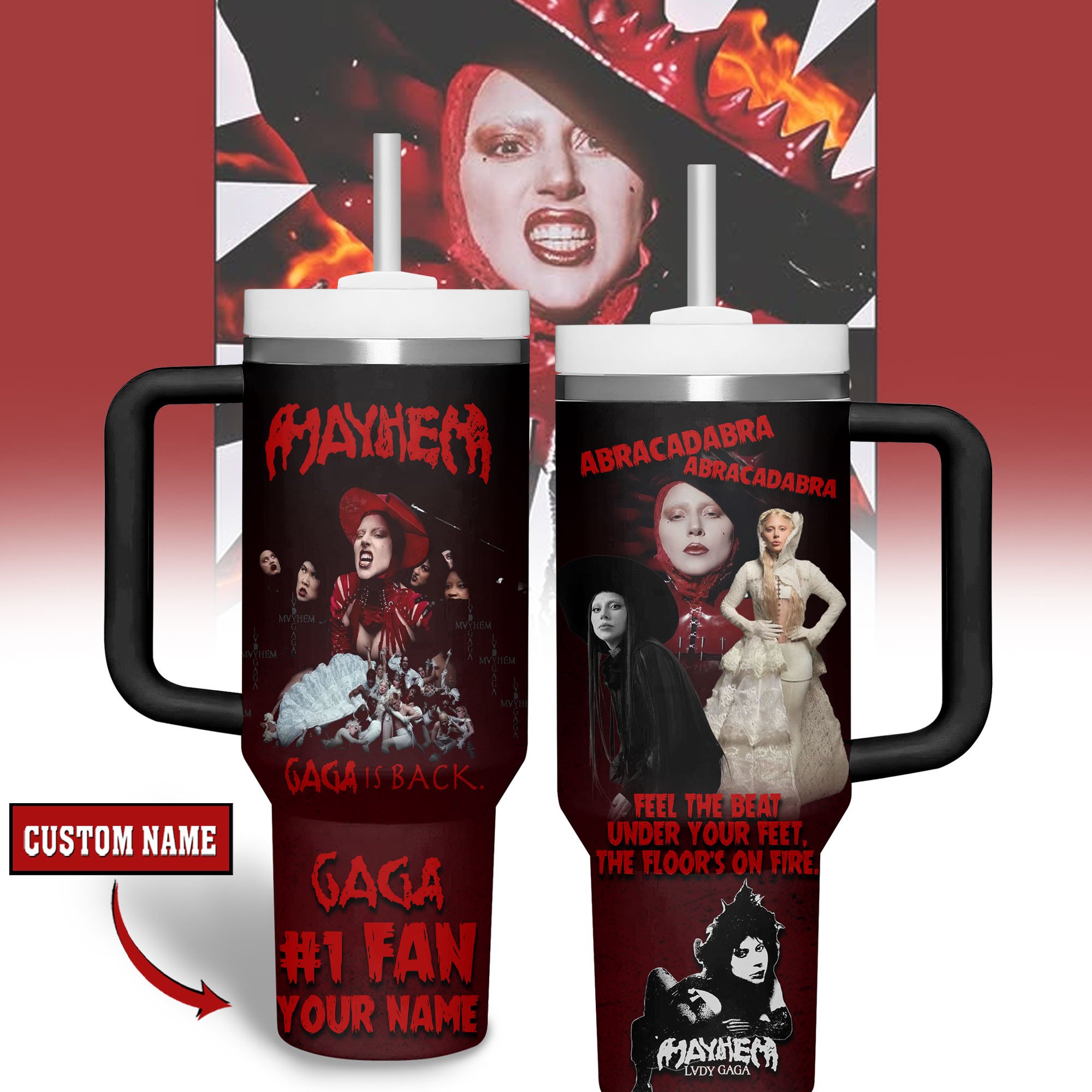 Lady Gaga Music Custom Stanley Quencher 40oz Stainless Steel Tumbler With Handle