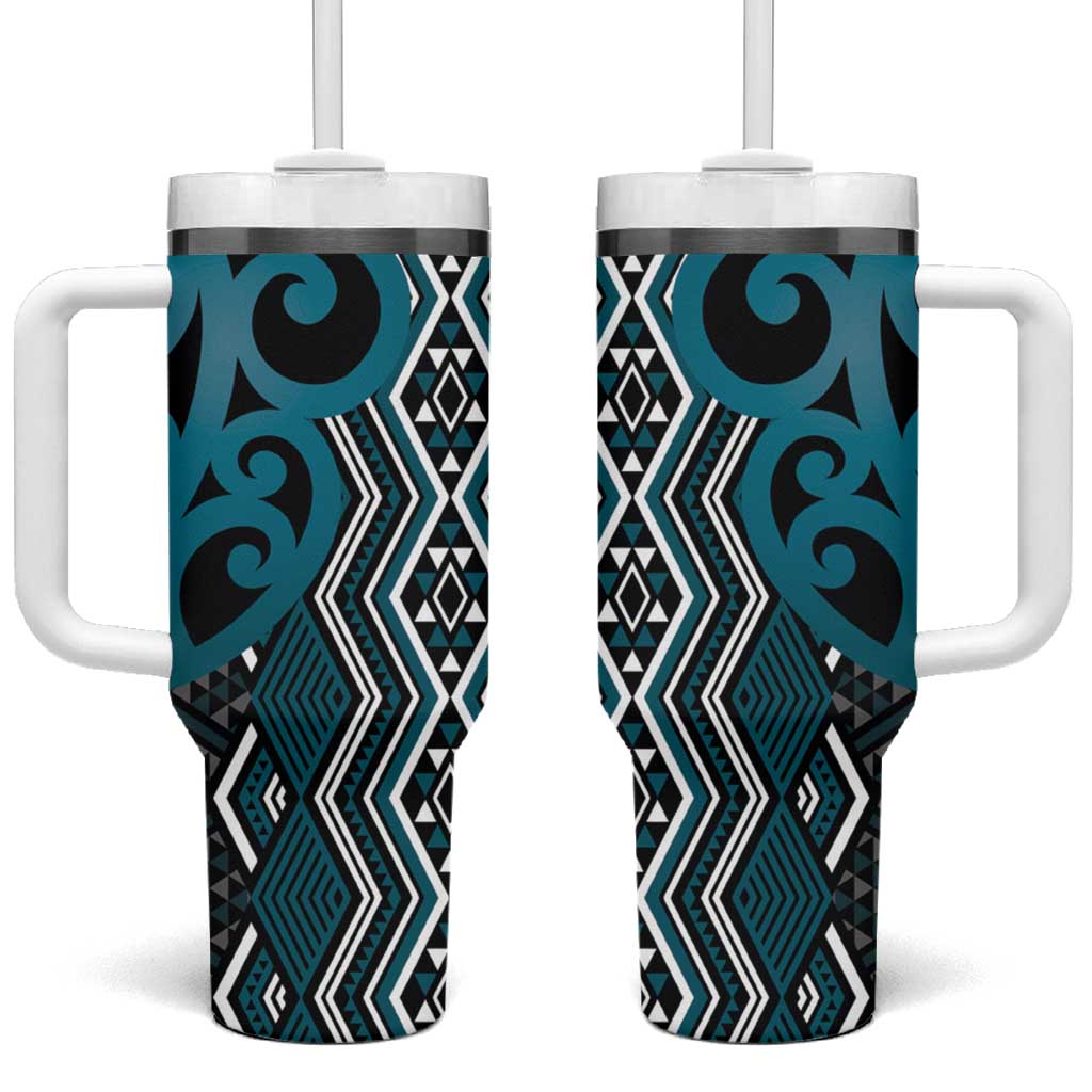 Maori Taniko Patterns Custom Stanley Quencher 40oz Stainless Steel Tumbler With Handle