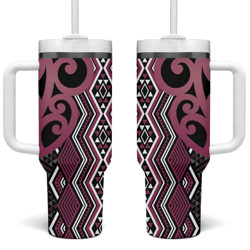 Maori Taniko Patterns Custom Stanley Quencher 40oz Stainless Steel Tumbler With Handle