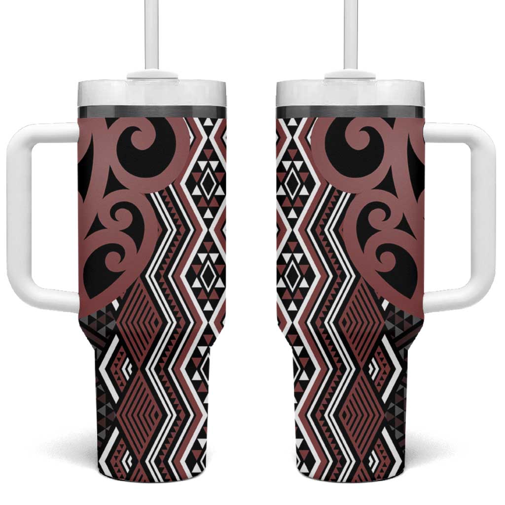 Maori Taniko Patterns Custom Stanley Quencher 40oz Stainless Steel Tumbler With Handle