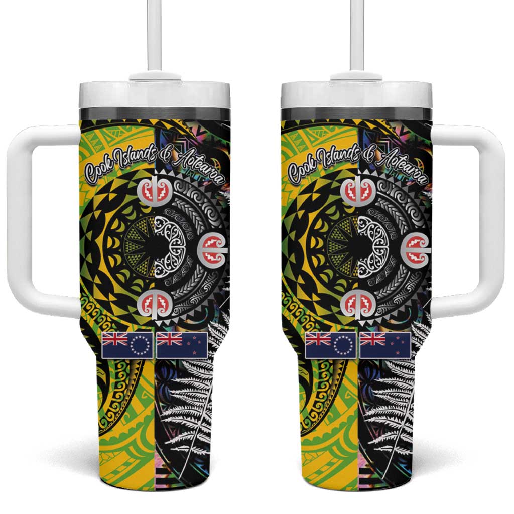 New Zealand and Cook Islands Together Custom Stanley Quencher 40oz Stainless Steel Tumbler With Handle