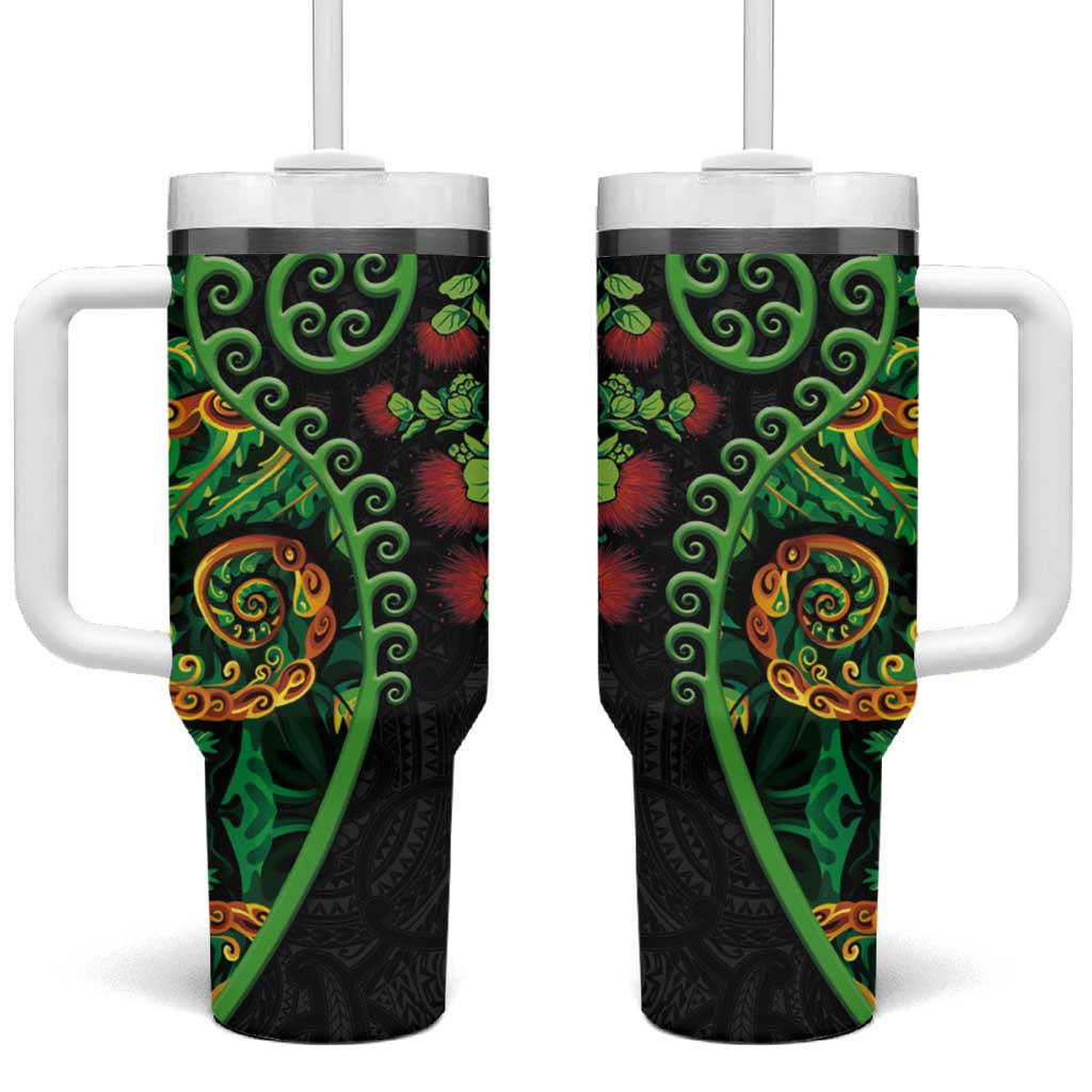 New Zealand Koru Plants and Pohutukawa Custom Stanley Quencher 40oz Stainless Steel Tumbler With Handle