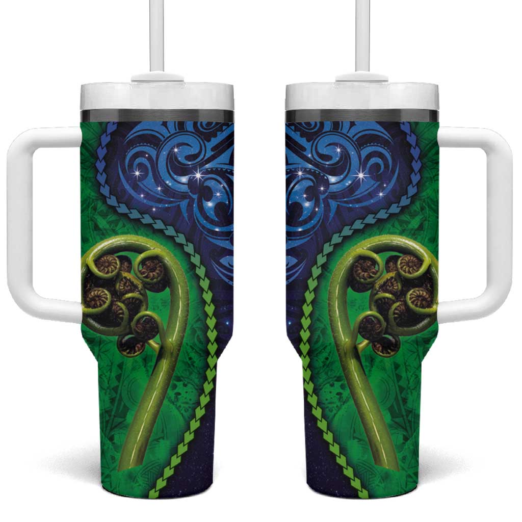 New Zealand Matariki Fern Frond Koru Custom Stanley Quencher 40oz Stainless Steel Tumbler With Handle