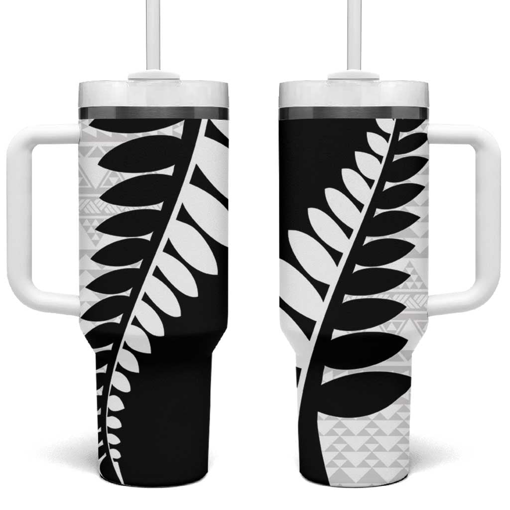 New Zealand Silver Fern Niho Taniwha Custom Stanley Quencher 40oz Stainless Steel Tumbler With Handle