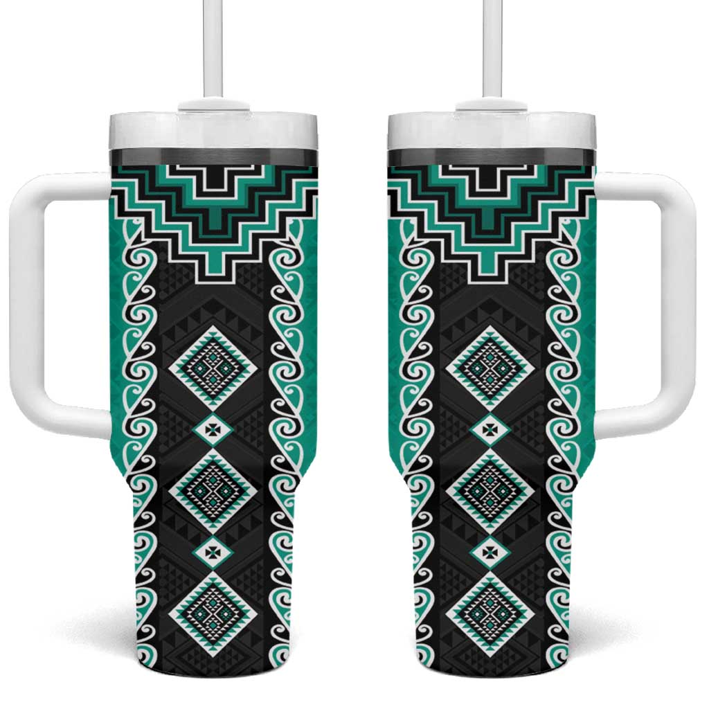 Niho Taniwha Mix Poutama Custom Stanley Quencher 40oz Stainless Steel Tumbler With Handle