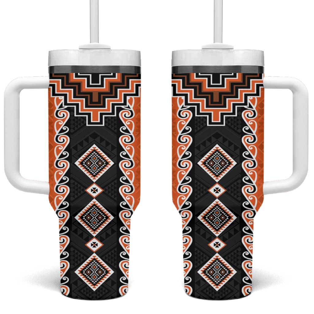 Niho Taniwha Mix Poutama Custom Stanley Quencher 40oz Stainless Steel Tumbler With Handle