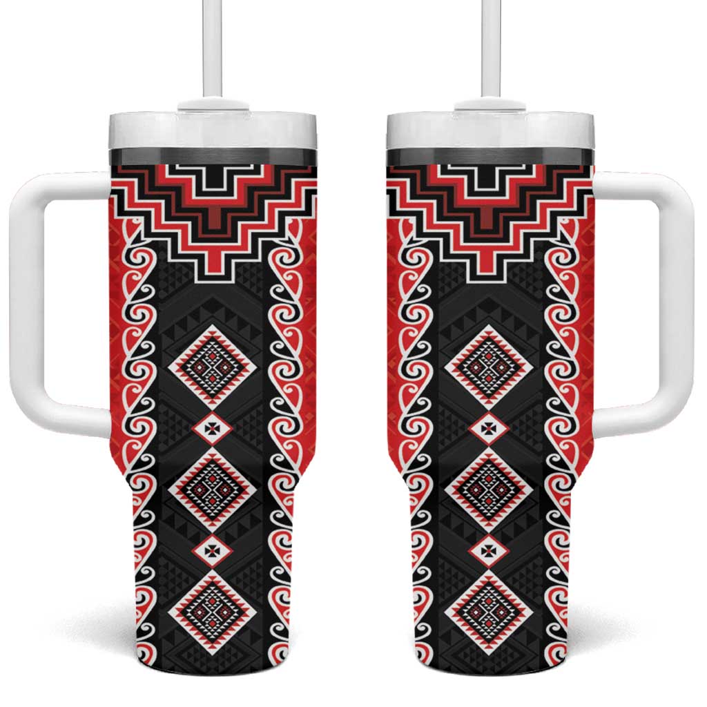 Niho Taniwha Mix Poutama Custom Stanley Quencher 40oz Stainless Steel Tumbler With Handle
