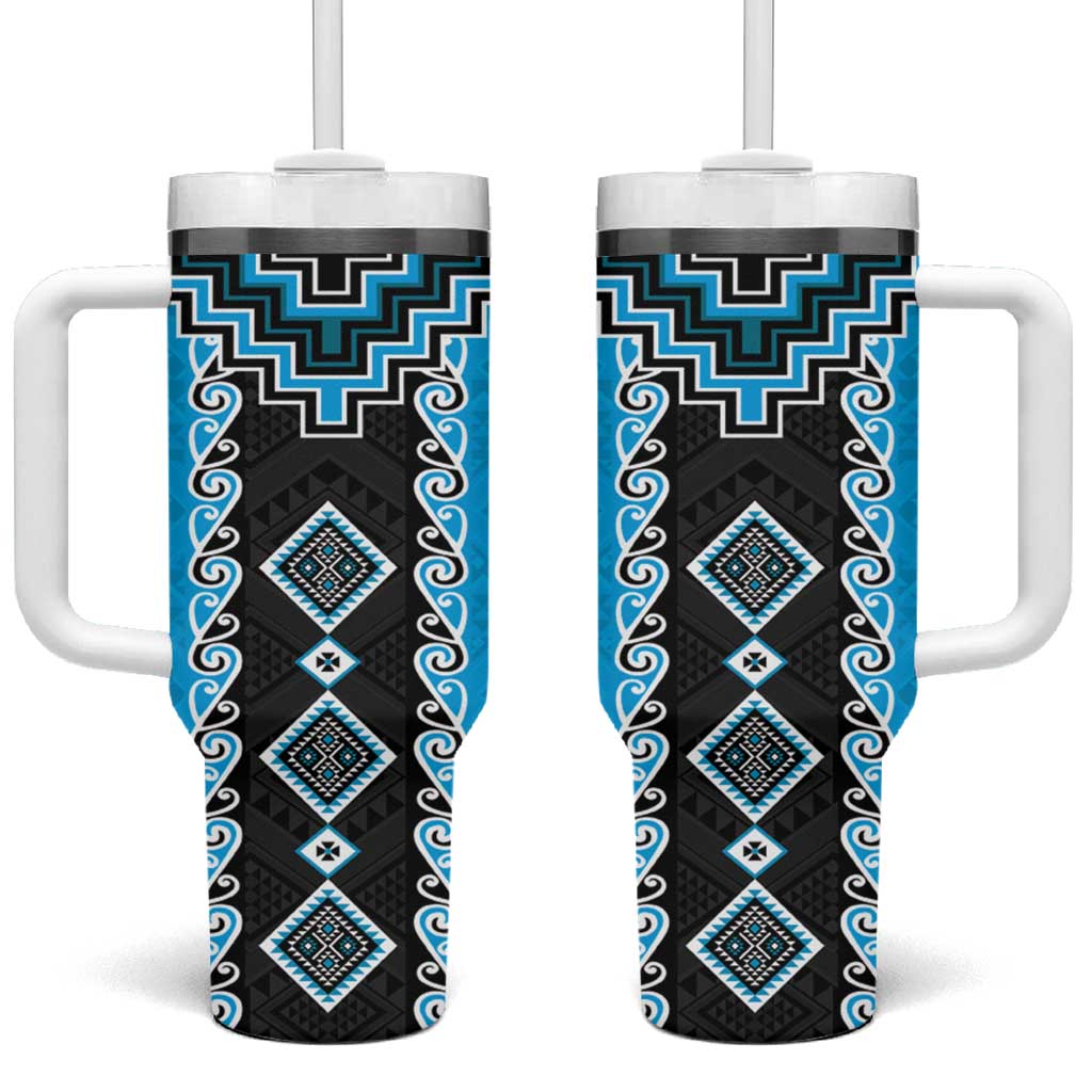 Niho Taniwha Mix Poutama Custom Stanley Quencher 40oz Stainless Steel Tumbler With Handle