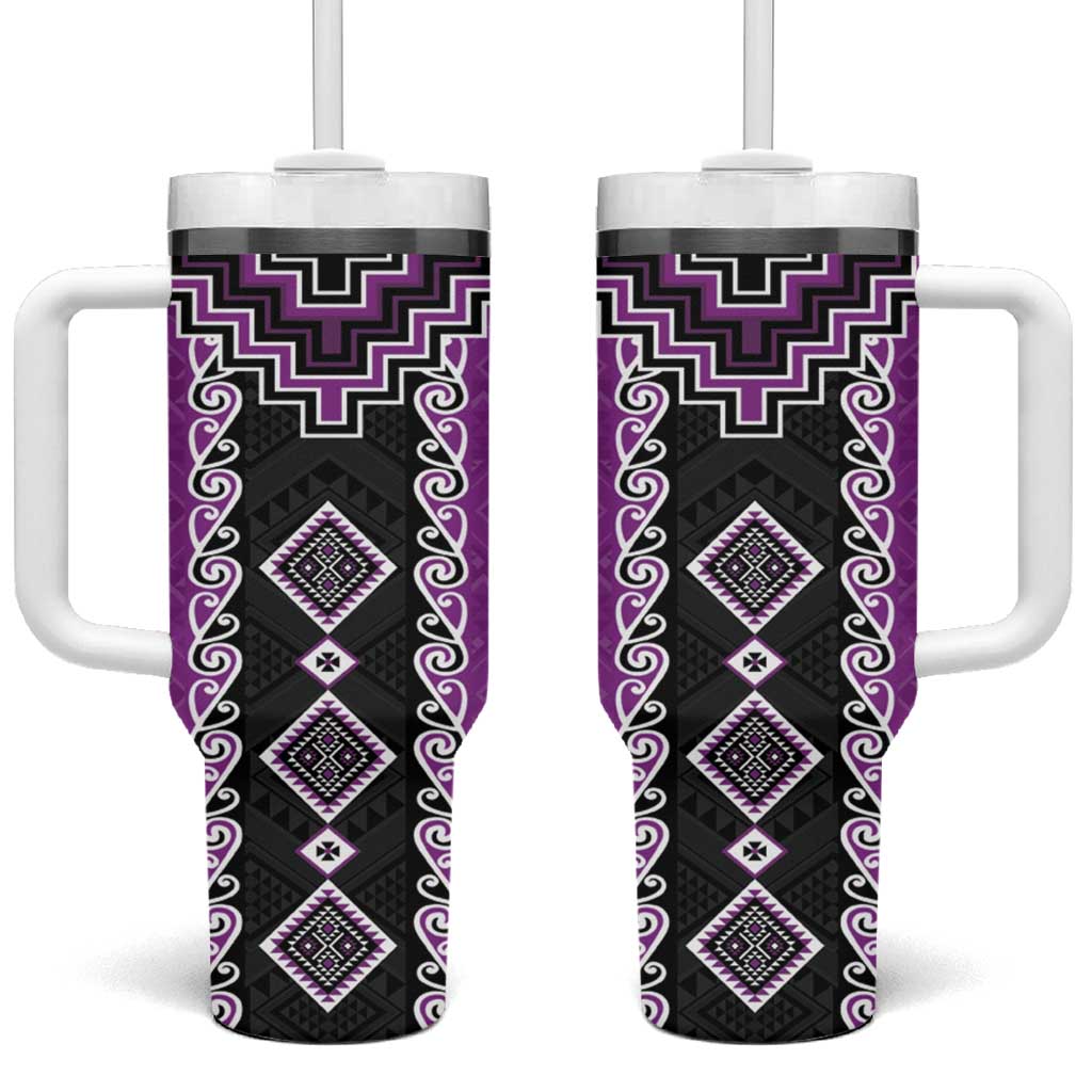 Niho Taniwha Mix Poutama Custom Stanley Quencher 40oz Stainless Steel Tumbler With Handle