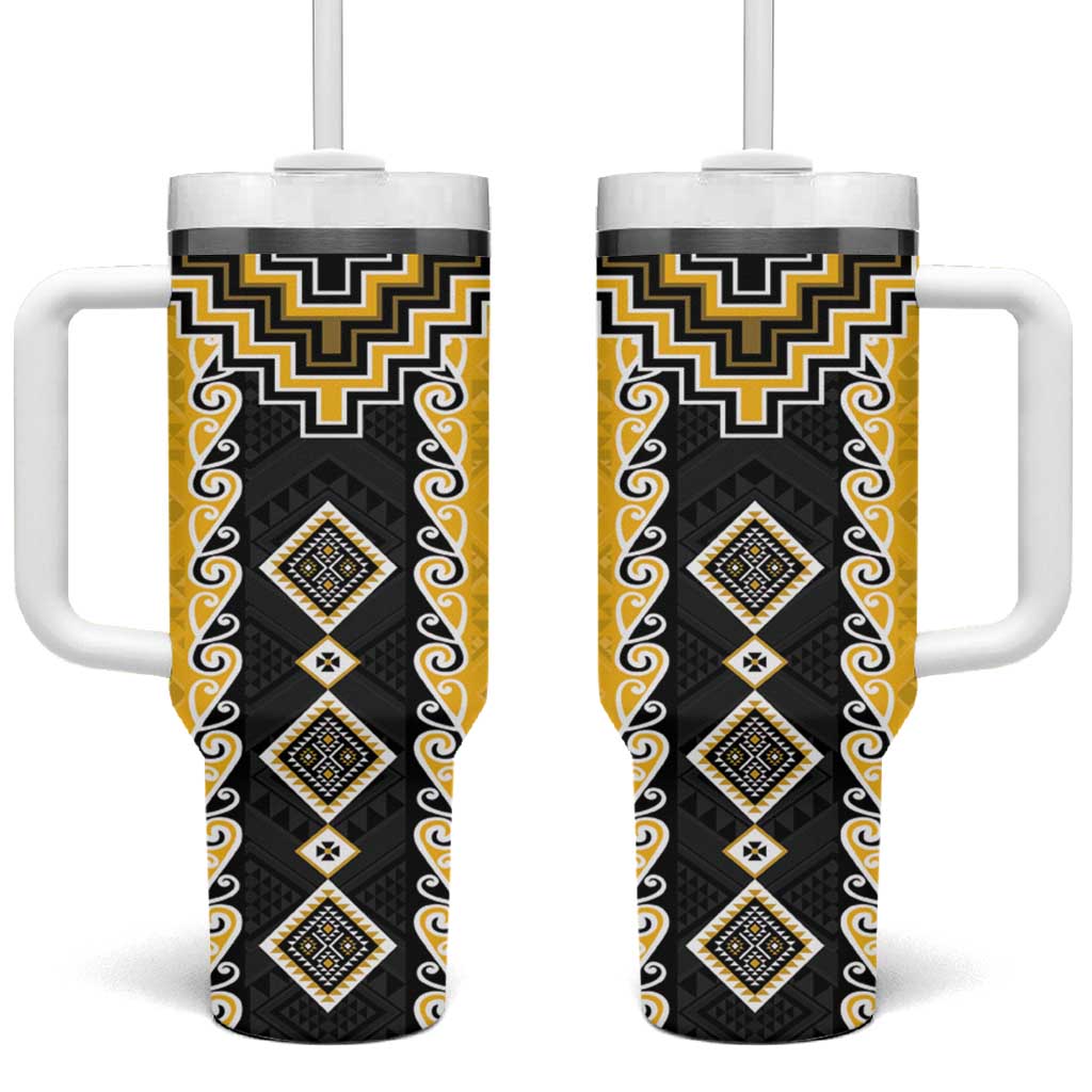 Niho Taniwha Mix Poutama Custom Stanley Quencher 40oz Stainless Steel Tumbler With Handle