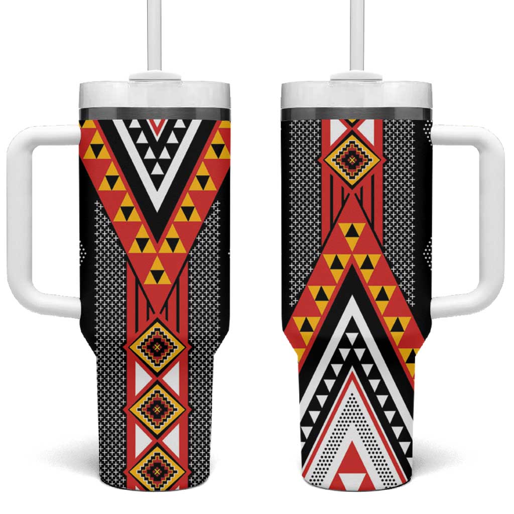 Niho Taniwha Taniko Motif Custom Stanley Quencher 40oz Stainless Steel Tumbler With Handle