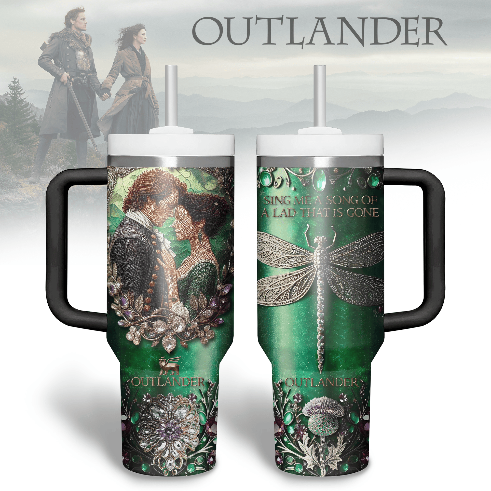 Outlander TV Series Custom Stanley Quencher 40oz Stainless Steel Tumbler With Handle