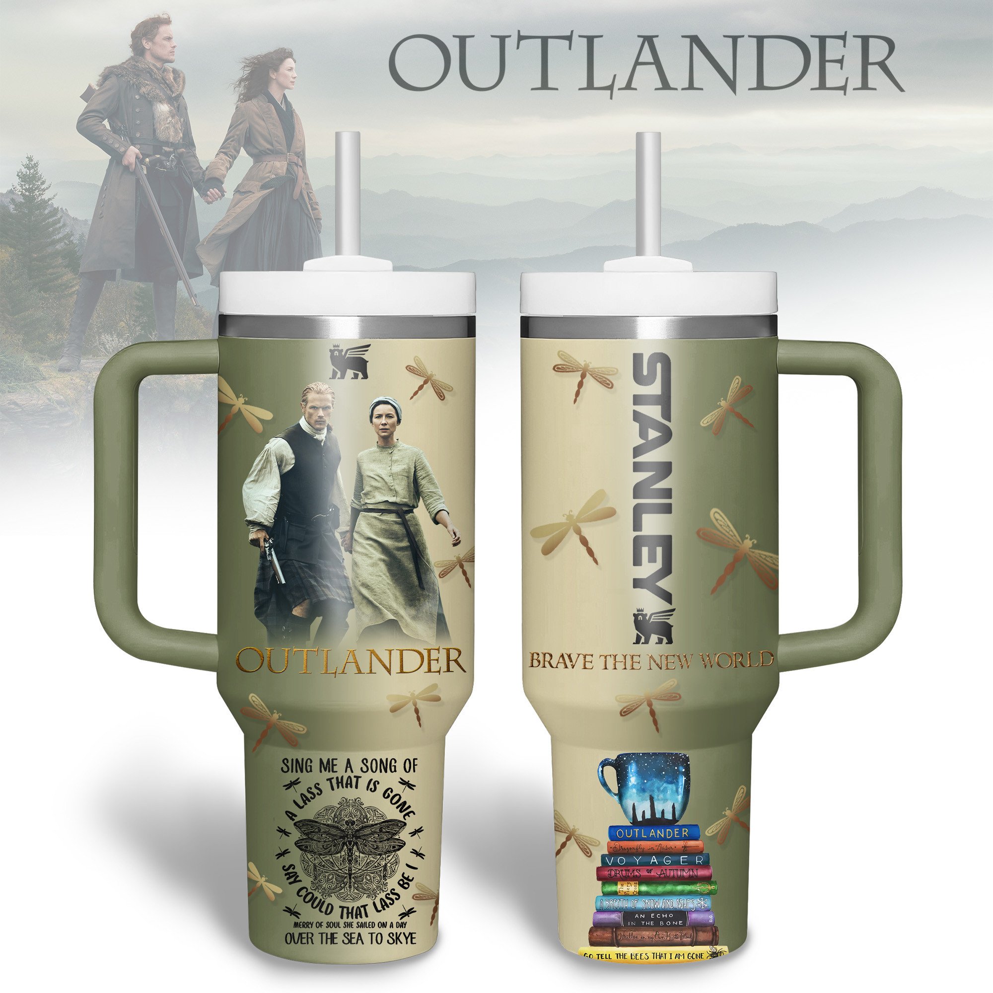 Outlander TV Series Custom Stanley Quencher 40oz Stainless Steel Tumbler With Handle