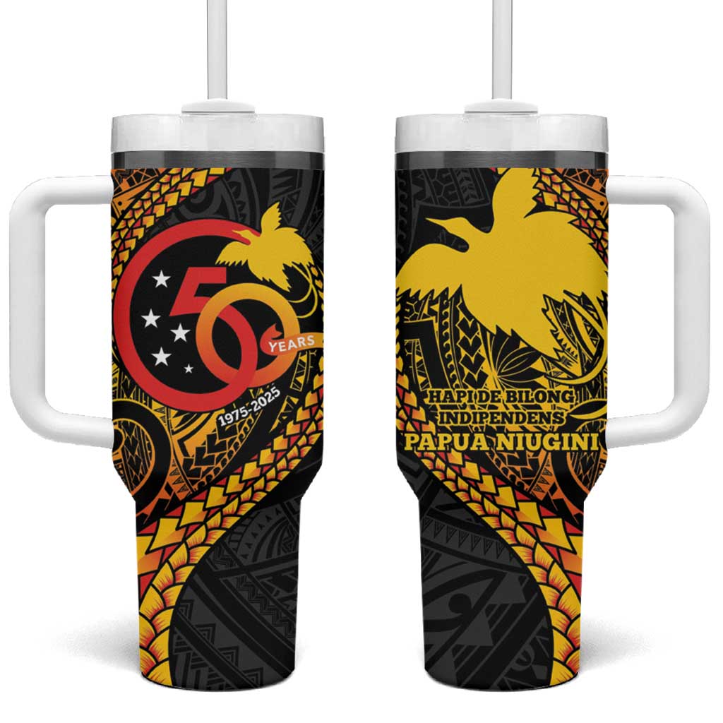 Papua New Guinea Tribal Tattoo Custom Stanley Quencher 40oz Stainless Steel Tumbler With Handle