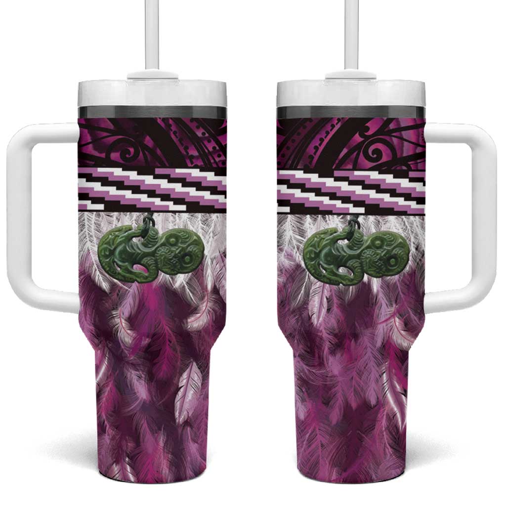 Pink Traditional Cloak Aotearoa Custom Stanley Quencher 40oz Stainless Steel Tumbler With Handle