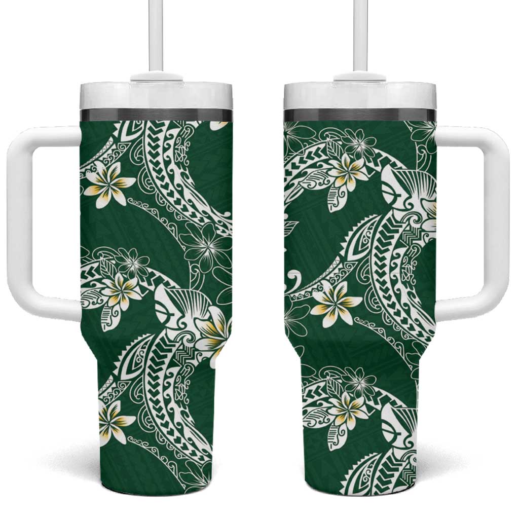 Polynesian Hawaiian Plumeria Tribal Pattern Custom Stanley Quencher 40oz Stainless Steel Tumbler With Handle