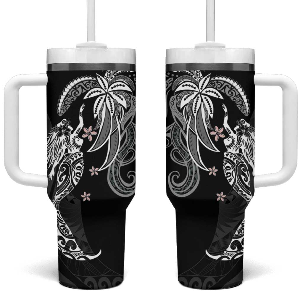 Polynesian Mermaid Plumeria Tribal Tattoo Custom Stanley Quencher 40oz Stainless Steel Tumbler With Handle