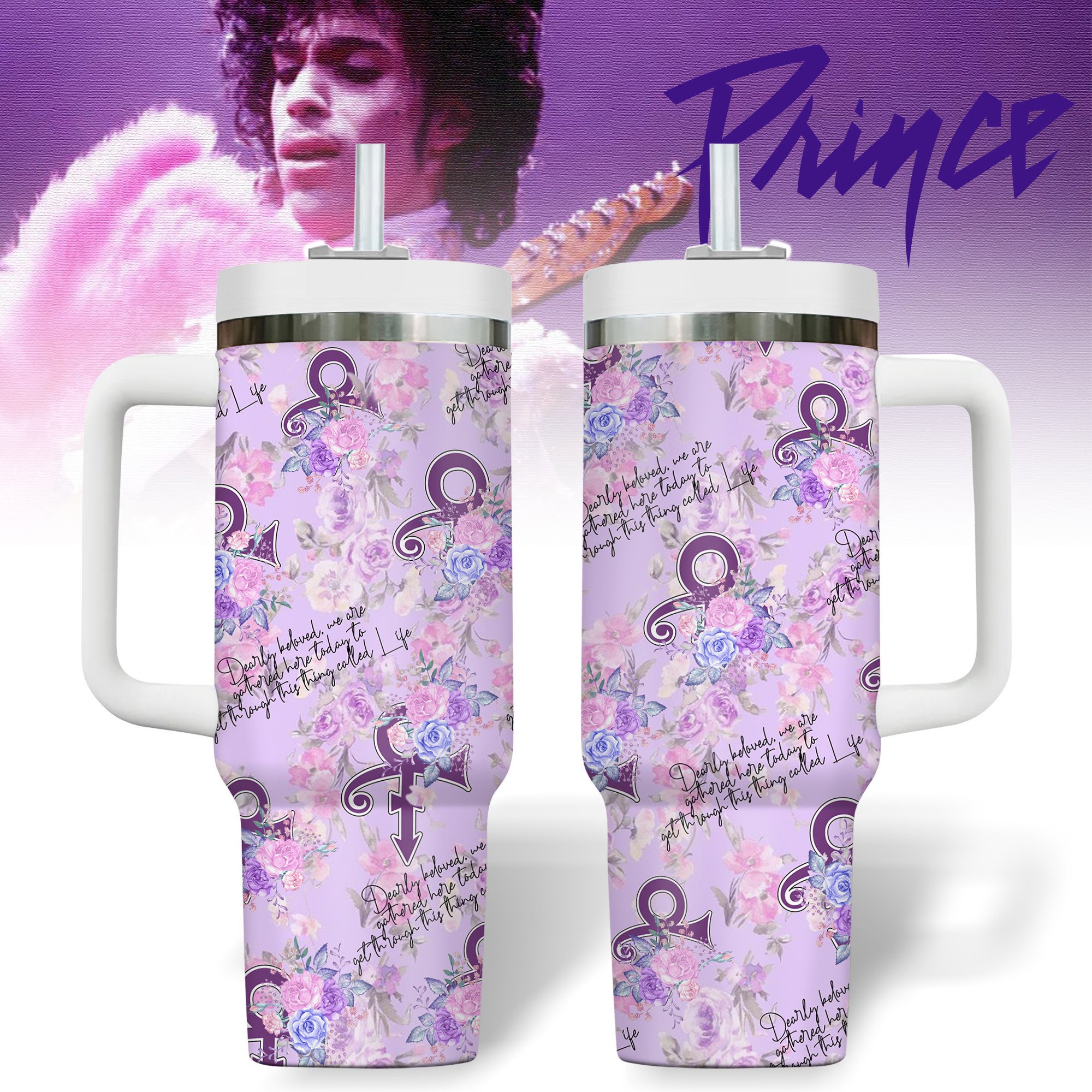 Prince Music Custom Stanley Quencher 40oz Stainless Steel Tumbler With Handle