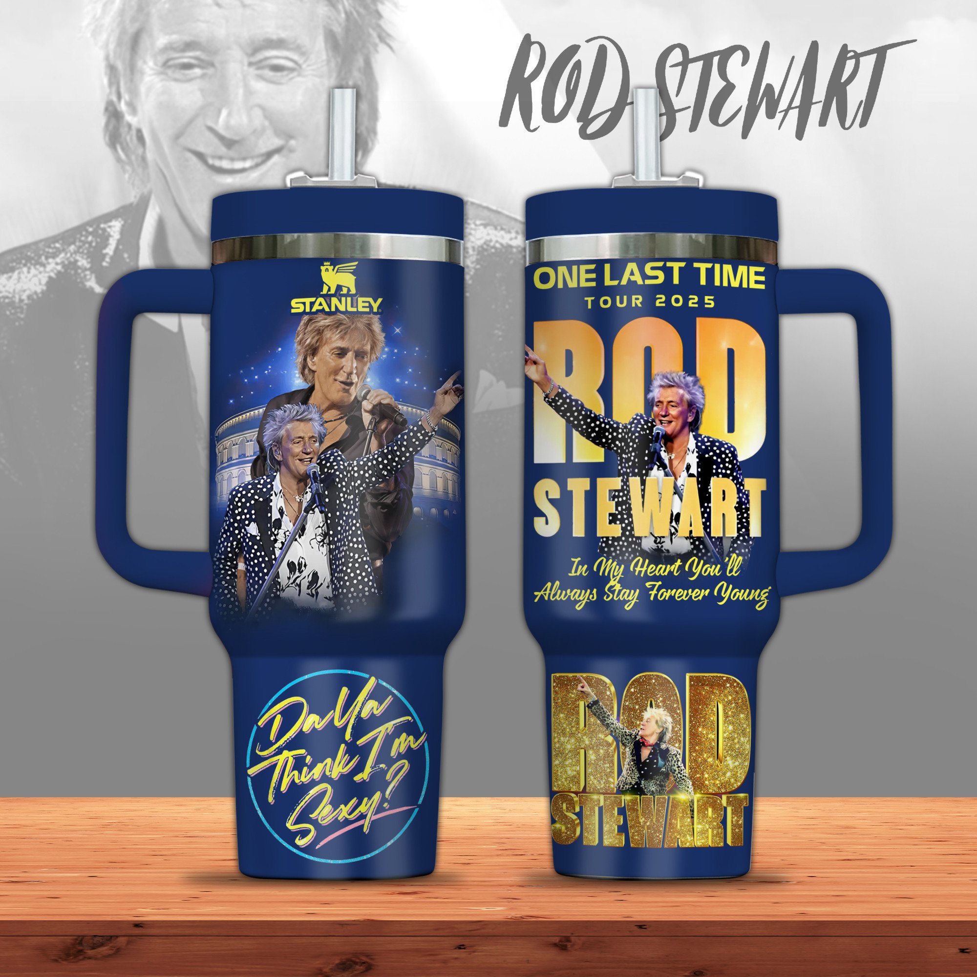 Rod Stewart Music Custom Stanley Quencher 40oz Stainless Steel Tumbler With Handle