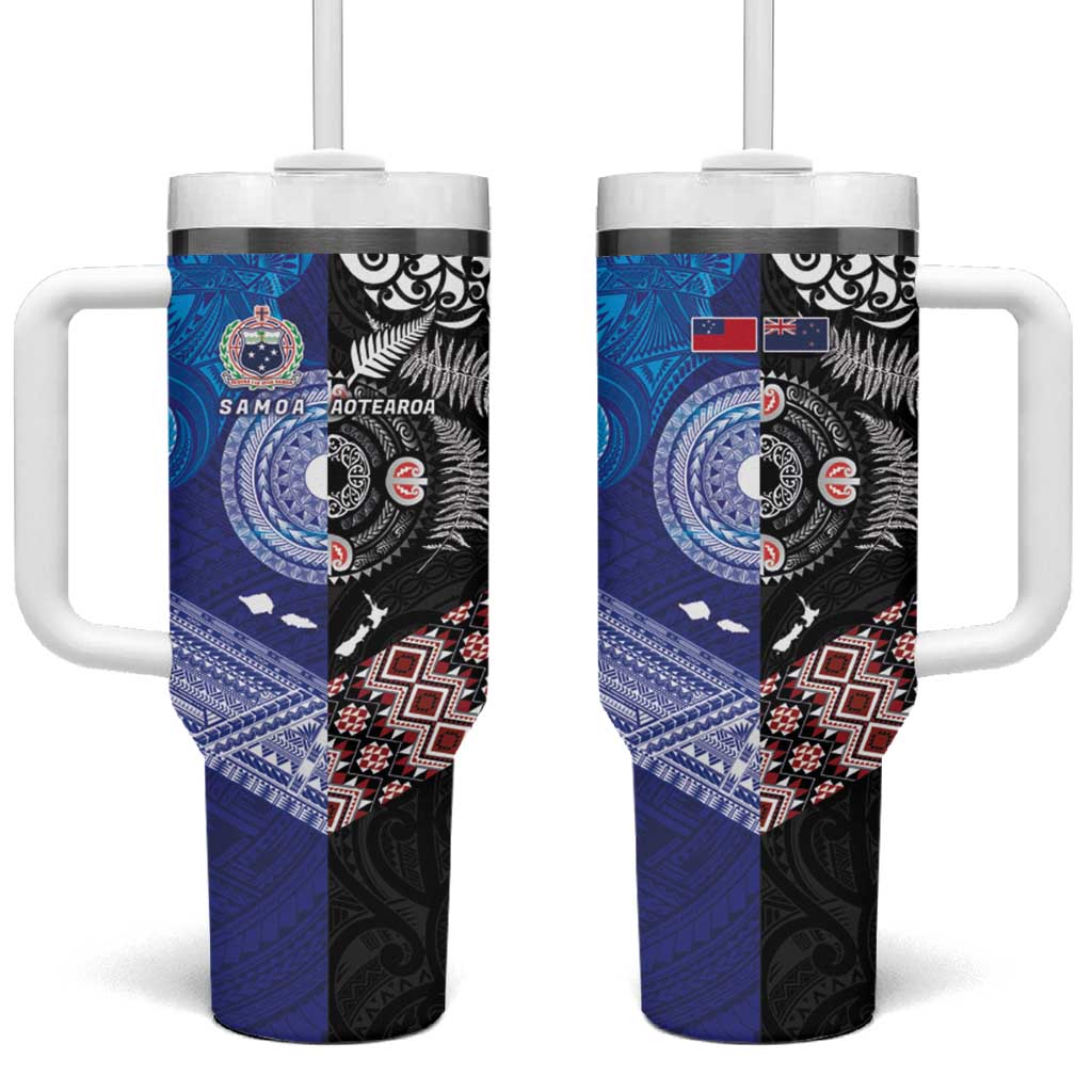 Samoa and Aotearoa Together Custom Stanley Quencher 40oz Stainless Steel Tumbler With Handle