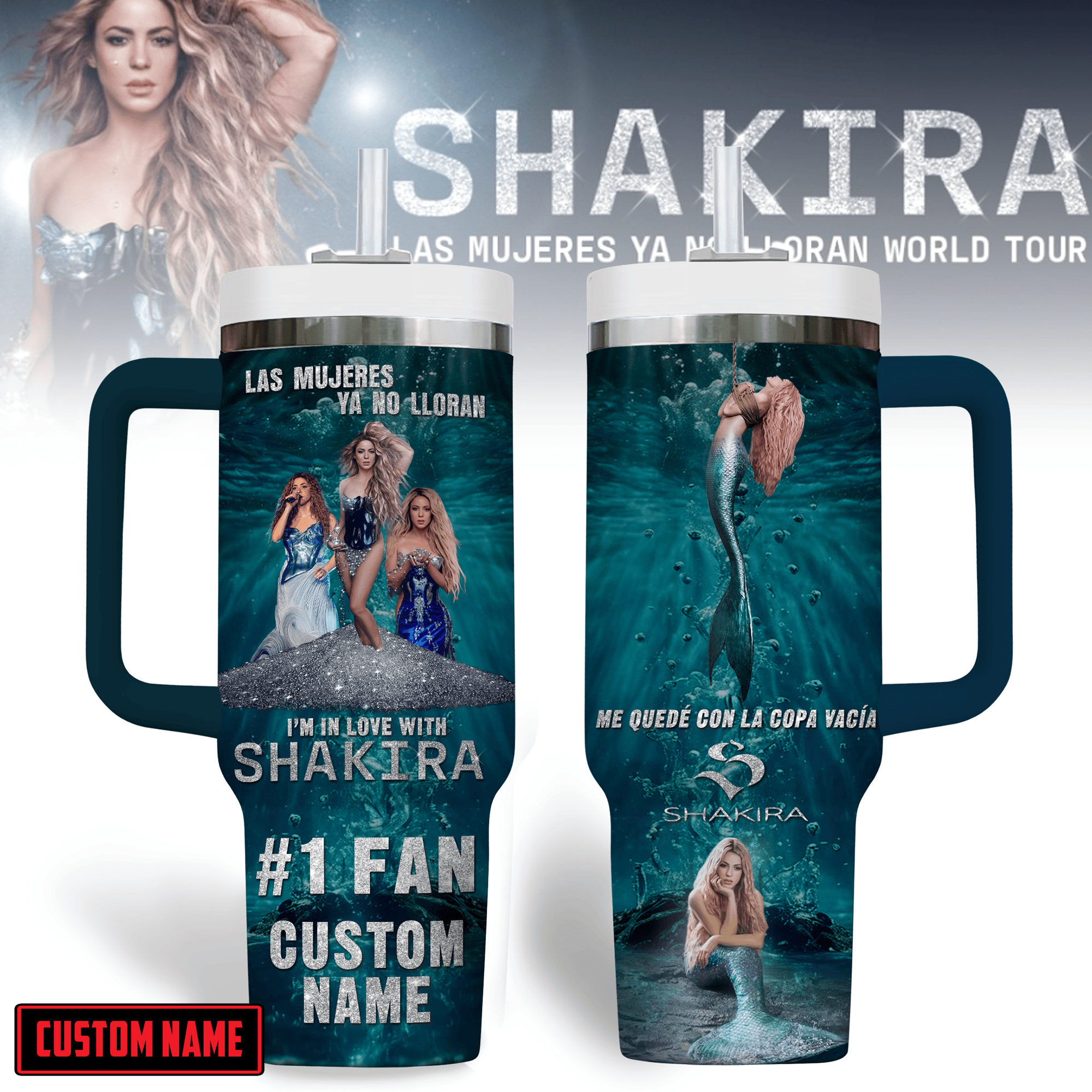Shakira Music Custom Stanley Quencher 40oz Stainless Steel Tumbler With Handle