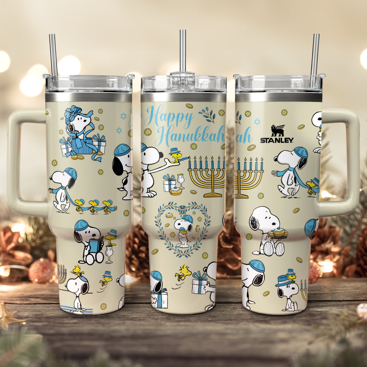 Snoopy Cartoon Custom Stanley Quencher 40oz Stainless Steel Tumbler With Handle
