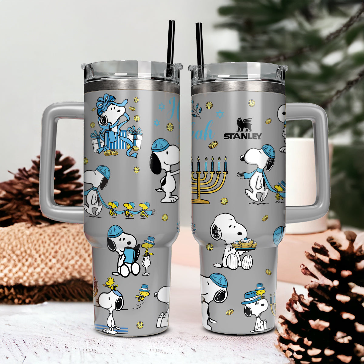 Snoopy Cartoon Custom Stanley Quencher 40oz Stainless Steel Tumbler With Handle