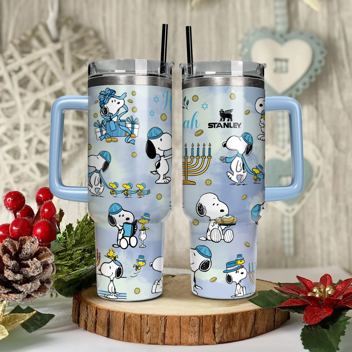 Snoopy Cartoon Custom Stanley Quencher 40oz Stainless Steel Tumbler With Handle