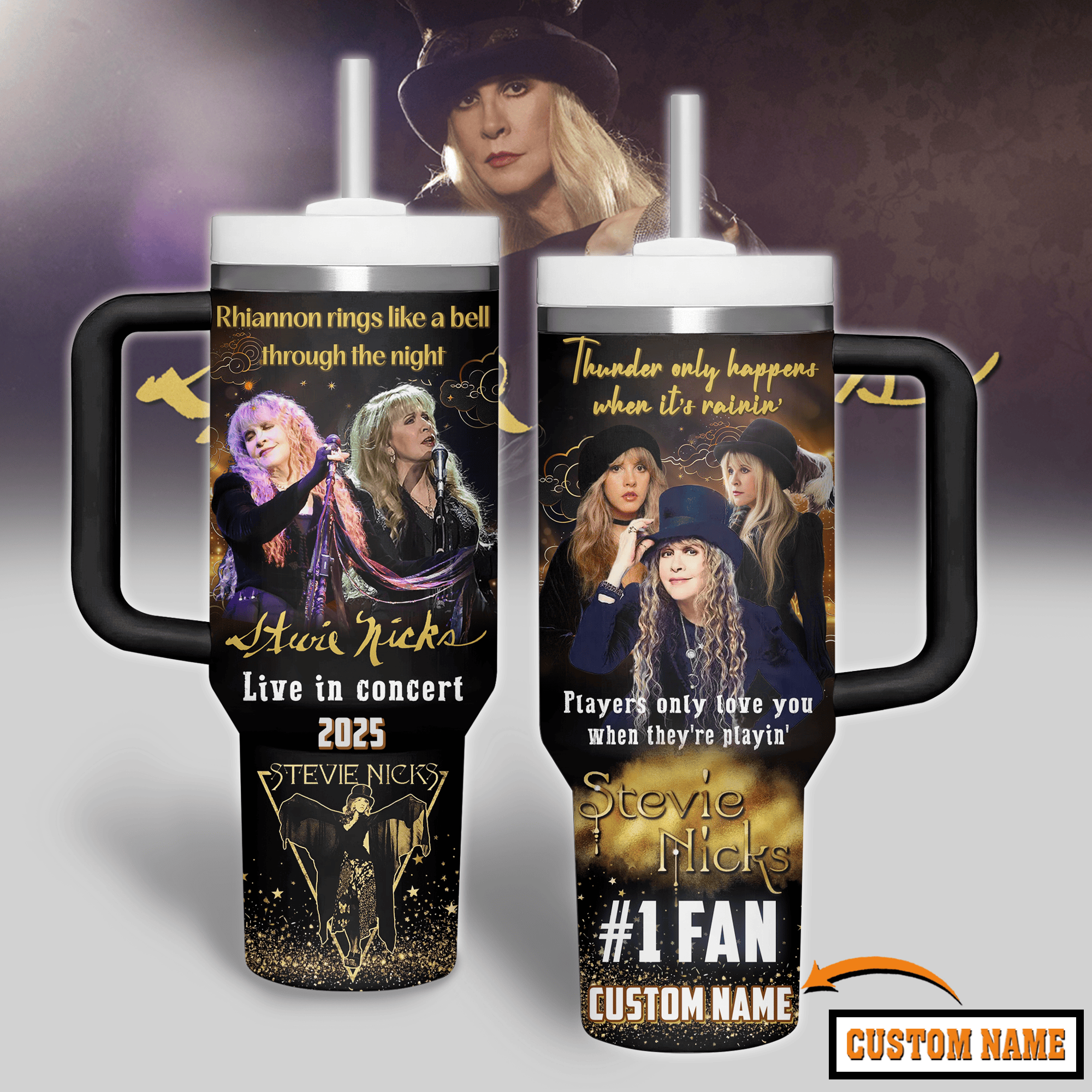 Stevie Nicks Music Custom Stanley Quencher 40oz Stainless Steel Tumbler With Handle