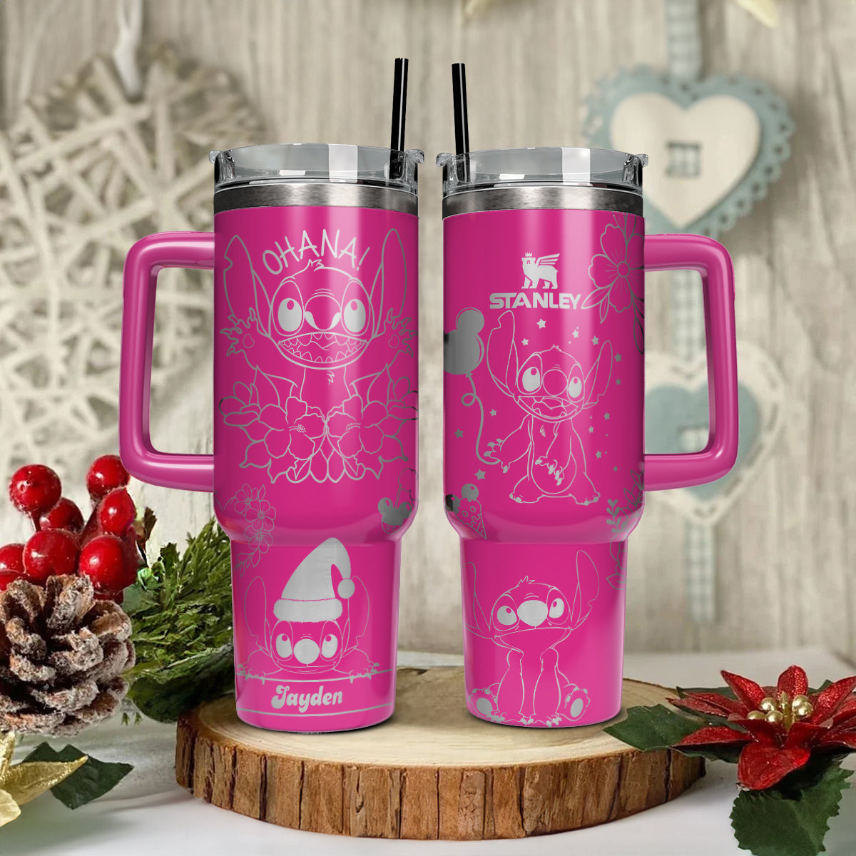 Stitch Cartoon Custom Stanley Quencher 40oz Stainless Steel Tumbler With Handle