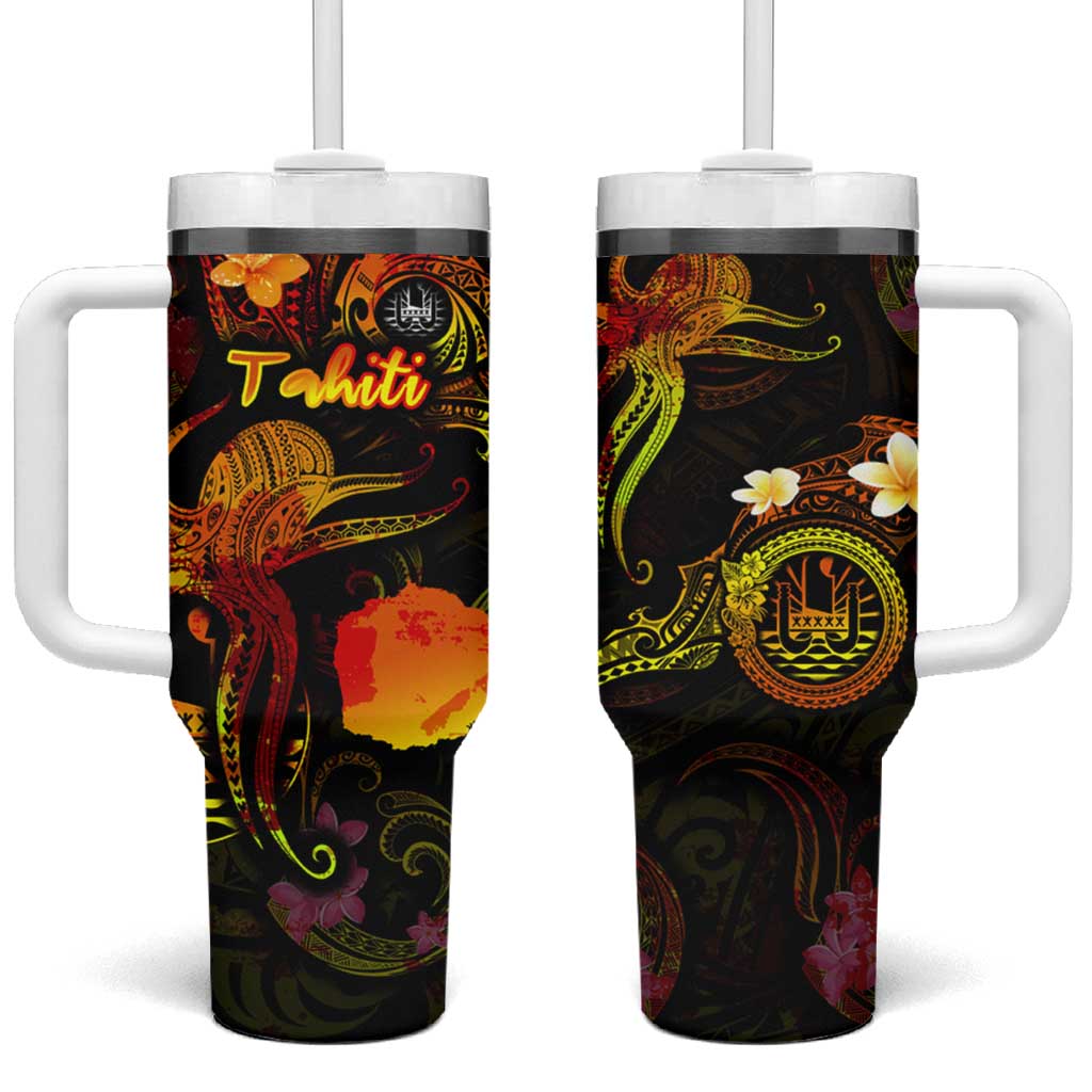 Tahiti French Polynesia Custom Stanley Quencher 40oz Stainless Steel Tumbler With Handle