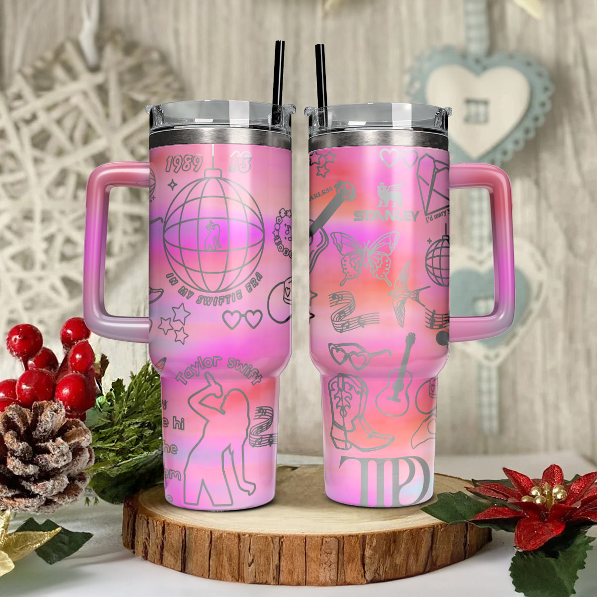 Taylor Swift Music Custom Stanley Quencher 40oz Stainless Steel Tumbler With Handle