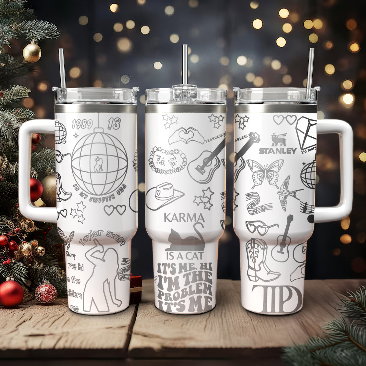 Taylor Swift Music Custom Stanley Quencher 40oz Stainless Steel Tumbler With Handle