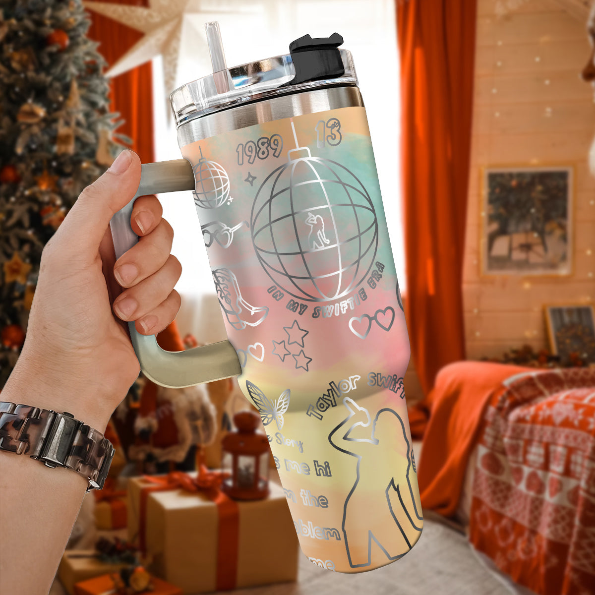 Taylor Swift Music Custom Stanley Quencher 40oz Stainless Steel Tumbler With Handle