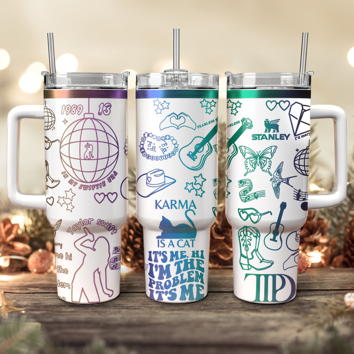 Taylor Swift Music Custom Stanley Quencher 40oz Stainless Steel Tumbler With Handle