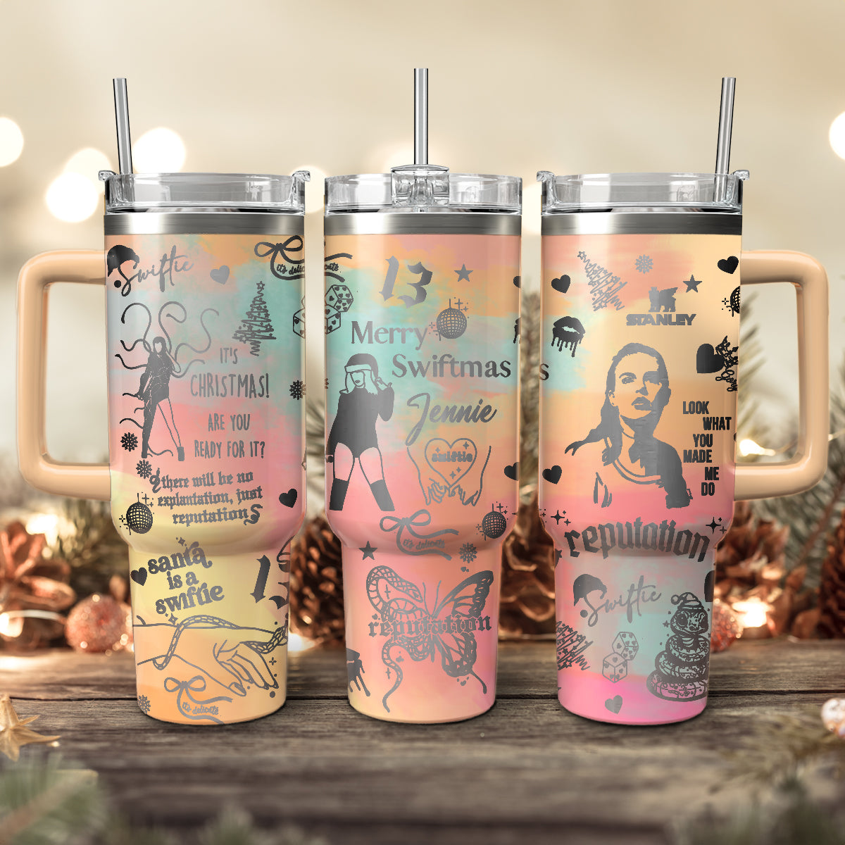 Taylor Swift Music Custom Stanley Quencher 40oz Stainless Steel Tumbler With Handle